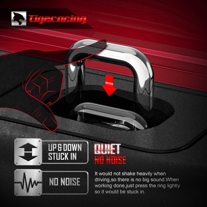 Tigeracing Tie Down Anchors Retractable Truck Bed Top Side D Ring Compatible with 98-12 Ranger / 98-2014 F150 / 98-2016 F250 & F350 Super Duty -Fit Rear Stake Pockets - 3000 LBS Capacity of 2 - Image 5